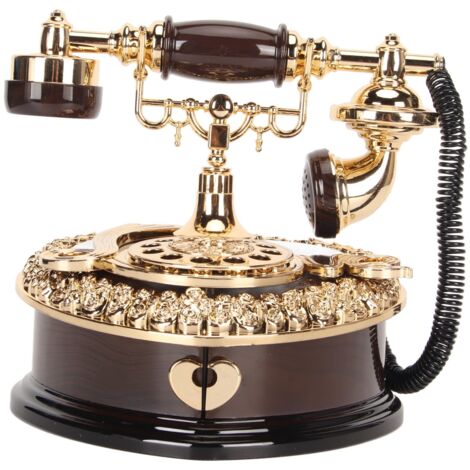 Boîte à musique vintage en forme de téléphone mécanique, décoration élégante et luxueuse pour la maison