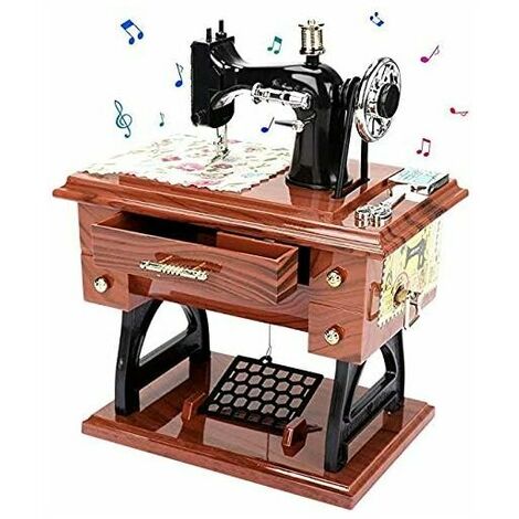 Boîte à Musique Vintage Mini Machine à Coudre Style boîte à Musique mécanique Cadeau pour Anniversaire noël Saint Valentin décoration de la Maison Artisanat