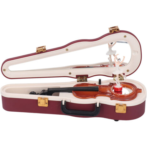 Boîte à musique violon classique élégante avec danseuse tournante, décoration de bureau ou vin rouge pour la maison.