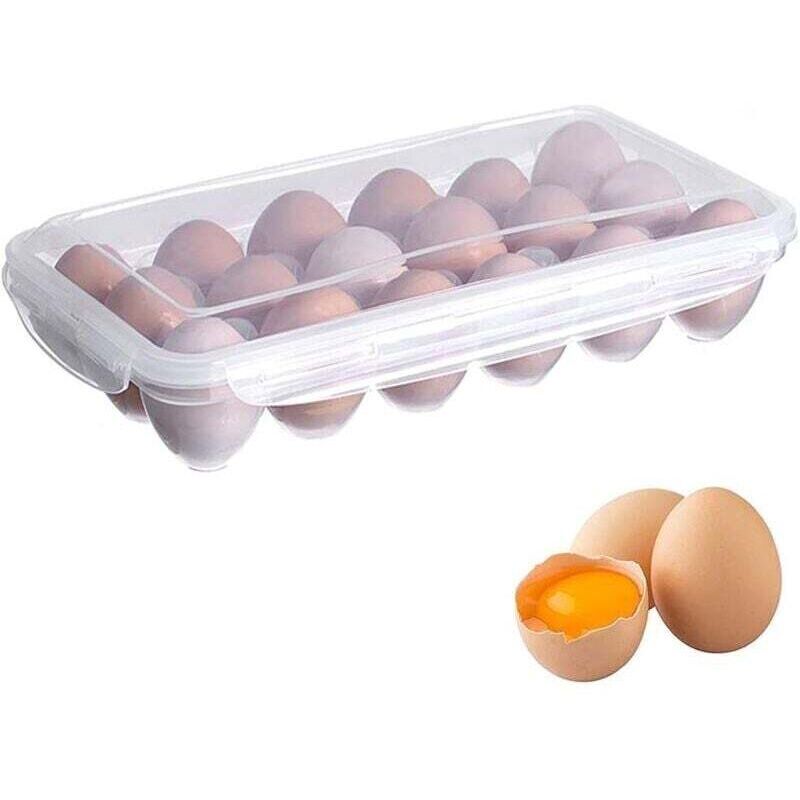 Boîte à Oeufs, 18 Grilles Boîte de Rangement des Oeufs Frigo en avec Couvercle, Plateau à œufs, Support à œufs pour Réfrigérateur, Conteneur de