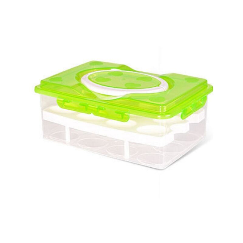 Linghhang - Boîte à œufs à deux étages -pour 24 œufs- Boîte de haute qualité, poignée de transport, support à œufs pour réfrigérateur, couvercle &