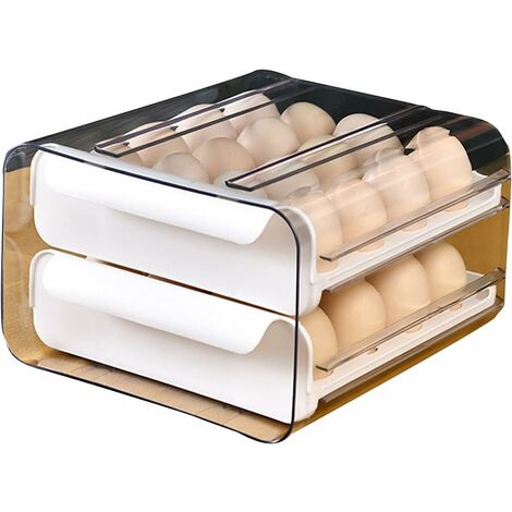 Boîte à œufs avec 32 compartiments de type tiroir à œufs double couche pour réfrigérateur