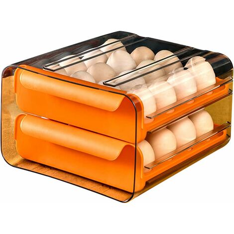 Boîte à œufs avec 32 compartiments de type tiroir à œufs double couche pour réfrigérateur