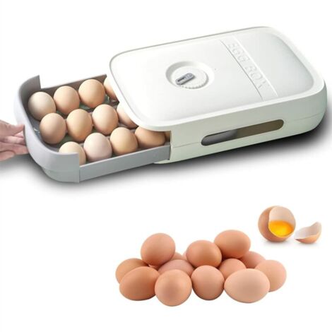 Boîte à Œufs, Boîte de Rangement à Œufs en PlastiqueRéfrigérateur Porte-Oeufs Plateaux,Tiroir Boîte de Rangement pour Oufs Résistant La Poussière Adapté aux Réfrigérateurs Cuisines Pique-Niques