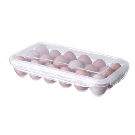 Boîte à œufs, boîte de rangement pour œufs au réfrigérateur à 18 compartiments avec couvercle, plateau à œufs, support à œufs pour réfrigérateur, récipient de rangement pour œufs, plastique transparen