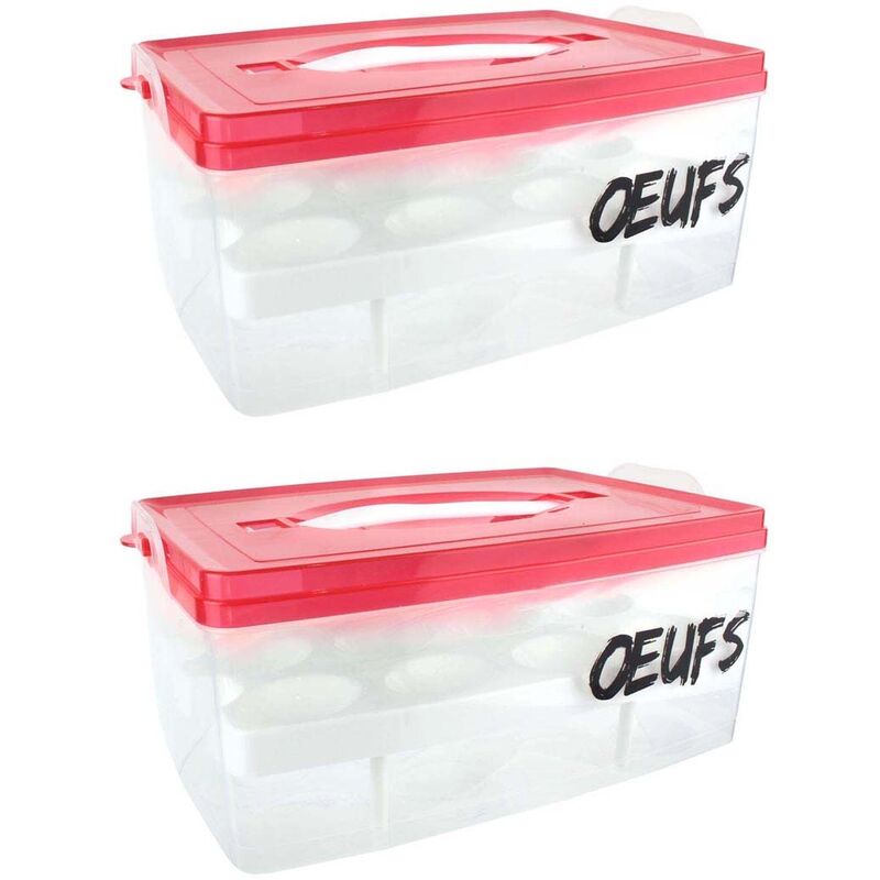 Boite à oeufs en plastique 24 emplacements 2 étages (Lot de 2)