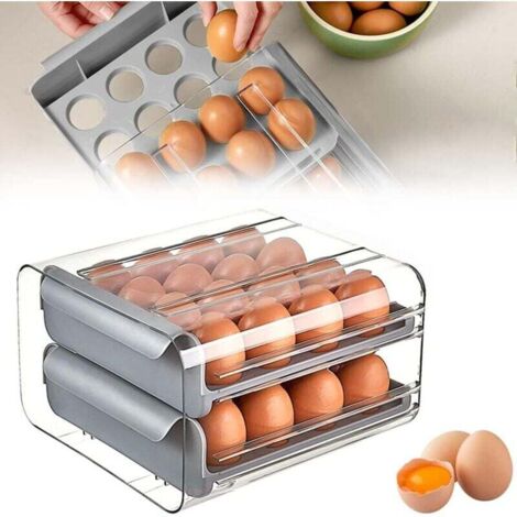 Boîte à œufs en plastique, 32 compartiments, boîte de rangement pour œufs, support à œufs pour réfrigérateur, organiseur d'œufs pour réfrigérateur de cuisine, 23,5 x 21,5 x 13,5 cm