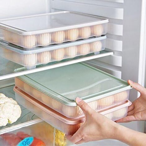 Boite a Oeufs en Plastique Boite de Rangement d'oeufs de Cuisine 24 Grille Porte-Oeufs Empilable congelateur Stockage organisateurs conteneur de Stockage d'oeufs Vert