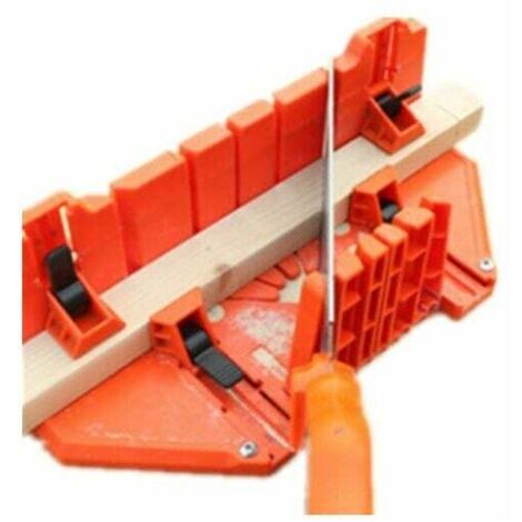 Boîte à Onglets en Plastique, Boite à Coupe pour Onglets avec Compartiment de Scie Boîte de Scie à Onglets Outil de Coupe pour Angle de Coupe 0° 22.5° 45° 90° Conçu, pour les Travaux Archit