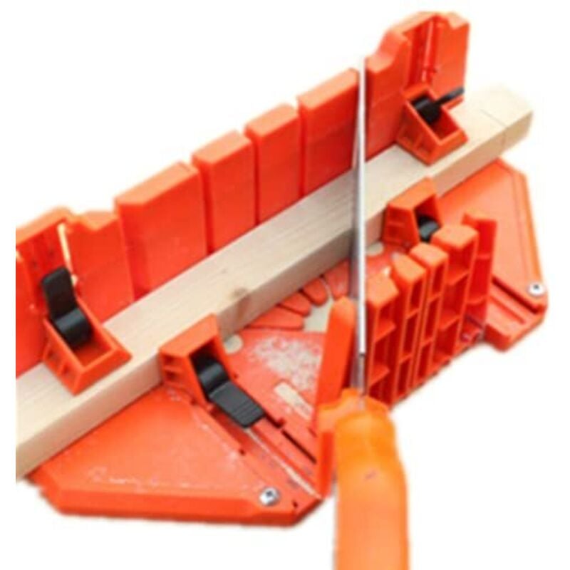 Sjlerst - Boîte à Onglets en Plastique, Boite à Coupe pour Onglets avec Compartiment de Scie Boîte de Scie à Onglets Outil de Coupe pour Angle de