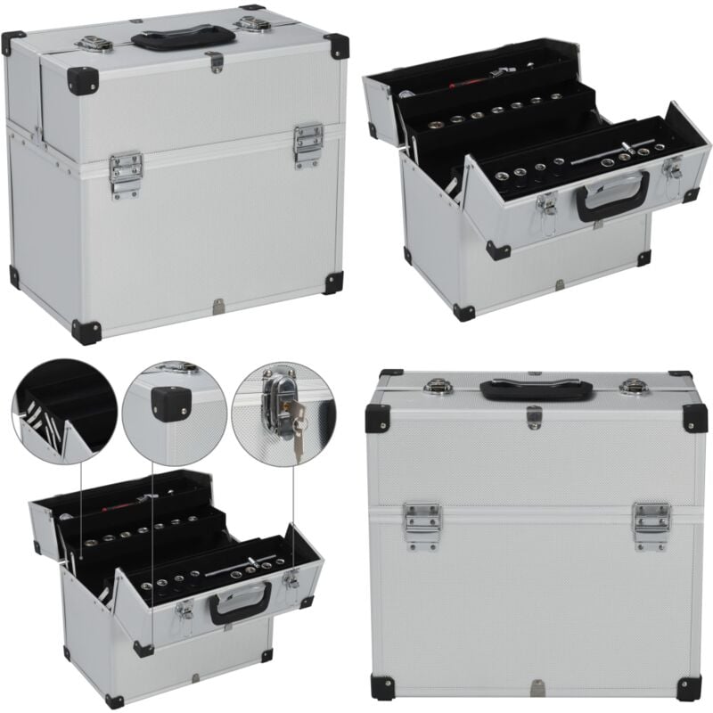 Vidaxl - Boîte à outils 38x22,5x34 cm Argenté Aluminium - mallette à outils - mallettes à outils - Home & Living - Argent