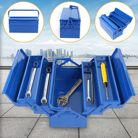 Boîte à outils 400 x 200 x 210 mm Boîte à outils avec 5 compartiments à charnières Boîte à outils sans outils Boîte à outils de réparation professionnelle pour vélo, voiture, etc.