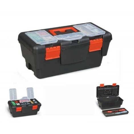 BOÎTE À OUTILS 9 COMPARTIMENTS CAISSE À OUTILS EN PLASTIQUE PETITES PIÈCES 38CM