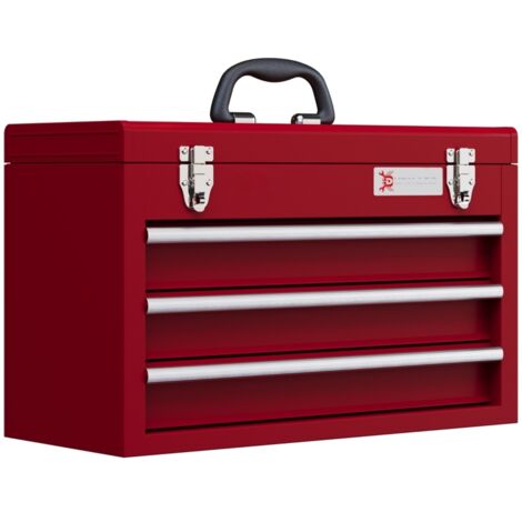 Mini Boîte à Outils Portable 3 Tiroirs, Acier Bleu, Empilable Et Verrou Magnétique