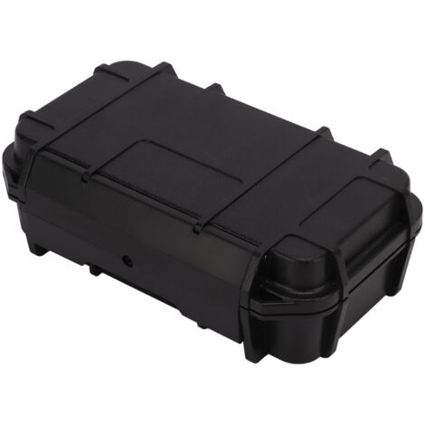 Boîte à outils ABS étanche robuste pour camping et extérieur, boîte de rangement sécurisée pour instruments, double protection contre l'eau, couleur noire.