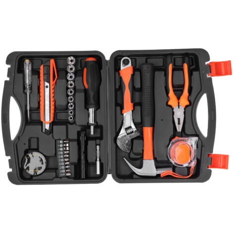 Boîte à outils complète pour la maison avec clés métriques et fournitures industrielles