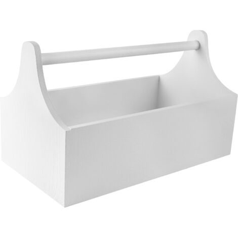 Boîte à Outils en Bois avec Poignée Blanc 34 x 18 x 20,5 cm
