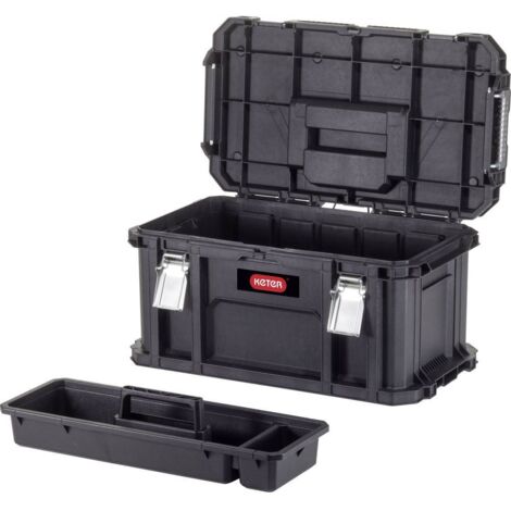 Boîte à outils Keter Connect extra large noire – Hauteur 370mm – Largeur 560mm – Profondeur 550mm – Système de verrouillage empilable - Q179282