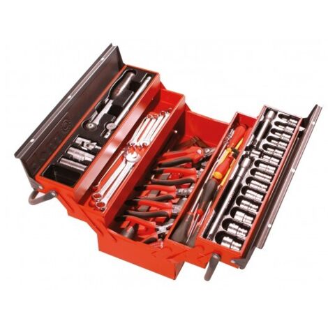 Mob Outillage – Boîte à outils maintenance 70 pièces – Caisson rigide avec 5 compartiments bicolores – Rivets renforcés – Poignées ergonomiques