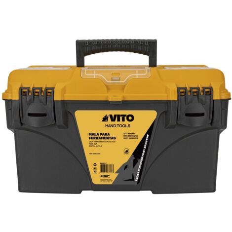 Boite à outils vide 18" 43.2 x 25 x 23.8 cm - Caisse à outils 3 organiseurs et porte outils Amovible VITO