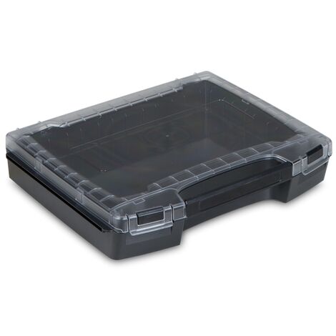 Boîte à outils vide 6100000336 – Mallette de rangement en plastique ABS noir – Dimensions 367 x 316 x 72 mm – Capacité jusqu'à 5 kg – Bs Systems