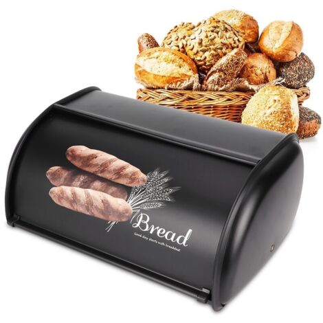 Boîte à pain en acier inoxydable 34x23x14.5 cm – Conteneur de stockage avec couvercle enroulable – Organisateur de cuisine élégant