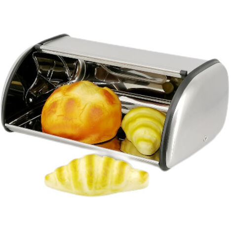 Boîte à pain en acier inoxydable avec couvercle et fenêtre transparente - boîte à pain hermétique, adaptée aux plans de travail de la cuisine et à la fabrication du pain maison.