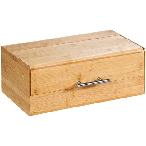 Boîte à pain rectangulaire en bambou avec couvercle hermétique – Résistante à l'humidité – Design rétro pour cuisine moderne – Kesper