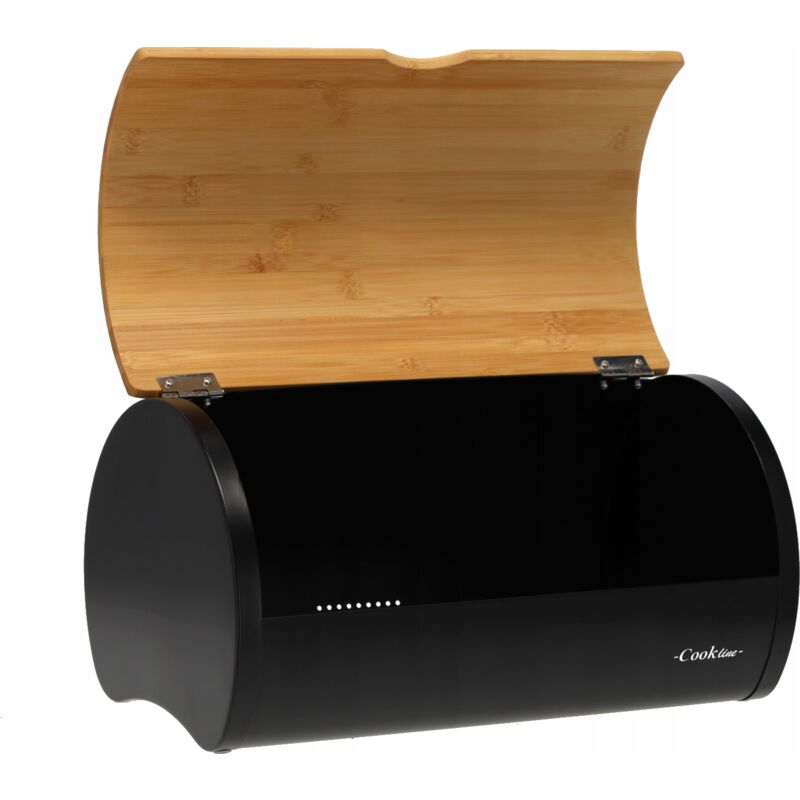 Boîte à pain SABROSO émaillée noire avec couvercle en bambou 38x25x18cm CHM