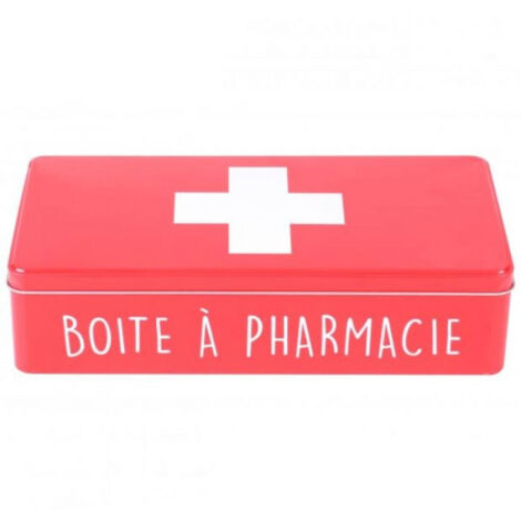Boîte à Pharmacie en Métal Rouge et Croix Blanche