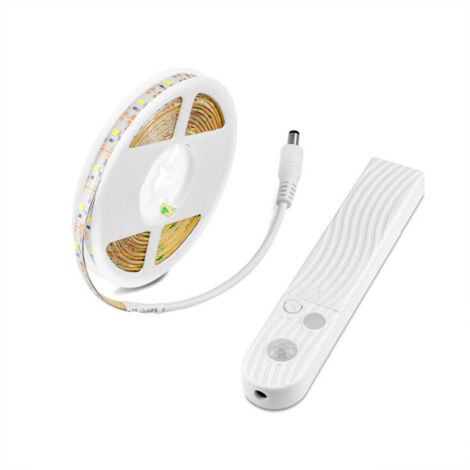 Boîte à piles corps humain induction 5V lumière led étanche avec barre lumineuse LED intelligente guirlande lumineuse led 3500K (blanc chaud) ceinture lumineuse 2M + capteur