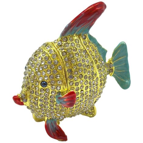 Boîte à poisson décorative en métal jaune - Idéale pour le rangement, les cadeaux et la décoration intérieure