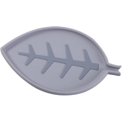Boîte à savon en forme de feuille (2 pièces), avec tube de drainage, idéale pour ranger le shampoing solide, boîte à savon de voyage en silicone portable - Gris