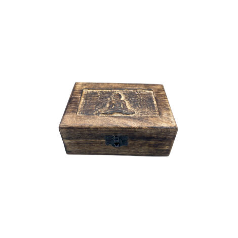Boîte à souvenirs en bois moyenne 15x10x6cm - Bouddha- Vendu par 1