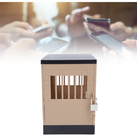 Boîte à téléphone portable avec serrure à clé, compartiments de rangement pour jusqu'à 6 téléphones, en plastique khaki, pour famille, cours et réceptions.