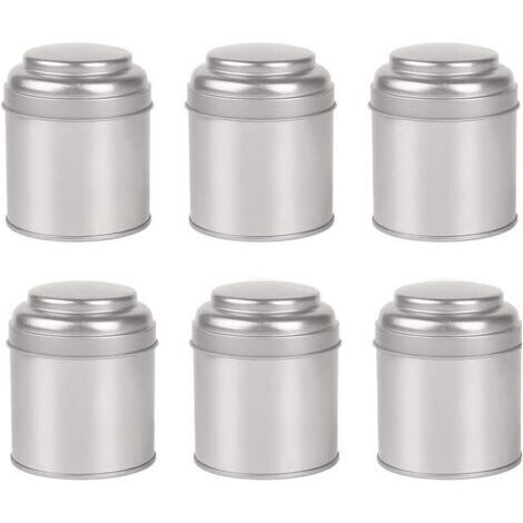 Boîte à Thé 6 Pièces avec Doubles Couvercles Hermétiques, Mini Boîte en Fer Blanc et Petites Boîtes de Cuisine Rondes pour Le Thé (Argent)
