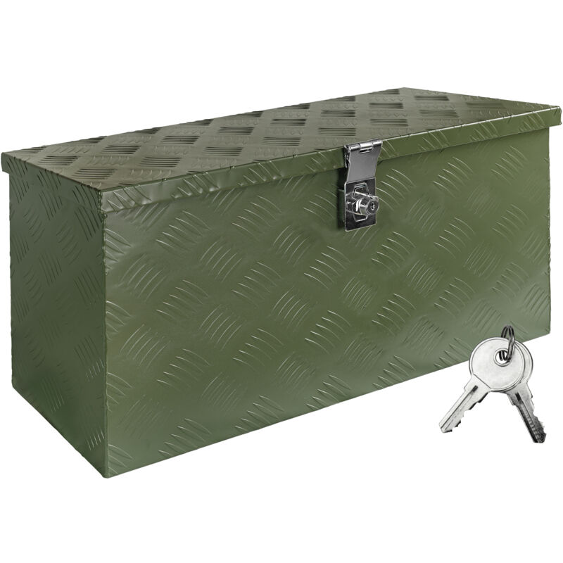Trucky - Boîte à Timon Vert Boîte à outils Caisse de camion Boîte en Aluminium Box de remorque avec couvercle Verrouillable Boîte de transport Boîte