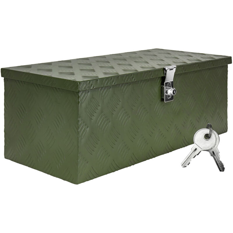 Trucky - Boîte à Timon Vert Boîte à outils Caisse de camion Boîte en Aluminium Box de remorque avec couvercle Verrouillable Boîte de Transport