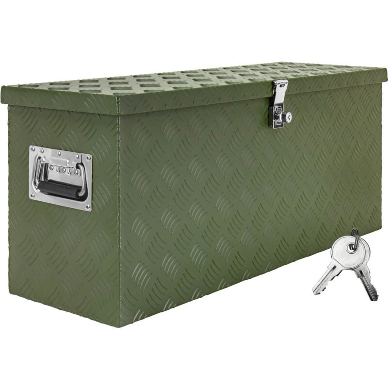 Trucky - Boîte à Timon Vert Boîte à outils Caisse de camion Boîte en Aluminium Box de remorque avec couvercle Verrouillable Boîte de Transport