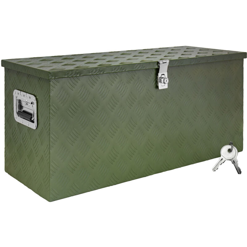 Trucky - Boîte à Timon Vert Boîte à outils Caisse de camion Boîte en Aluminium Box de remorque avec couvercle Verrouillable Boîte de Transport