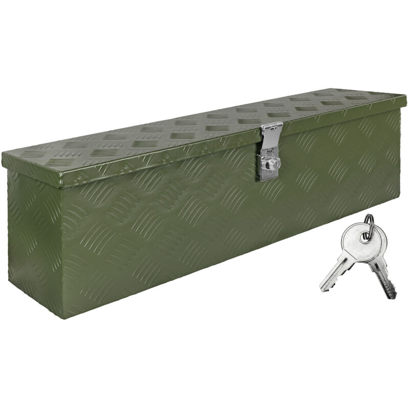 Trucky - Boîte à Timon Vert Boîte à outils Caisse de camion Boîte en Aluminium sélection Box de remorque avec couvercle Verrouillable Boîte de