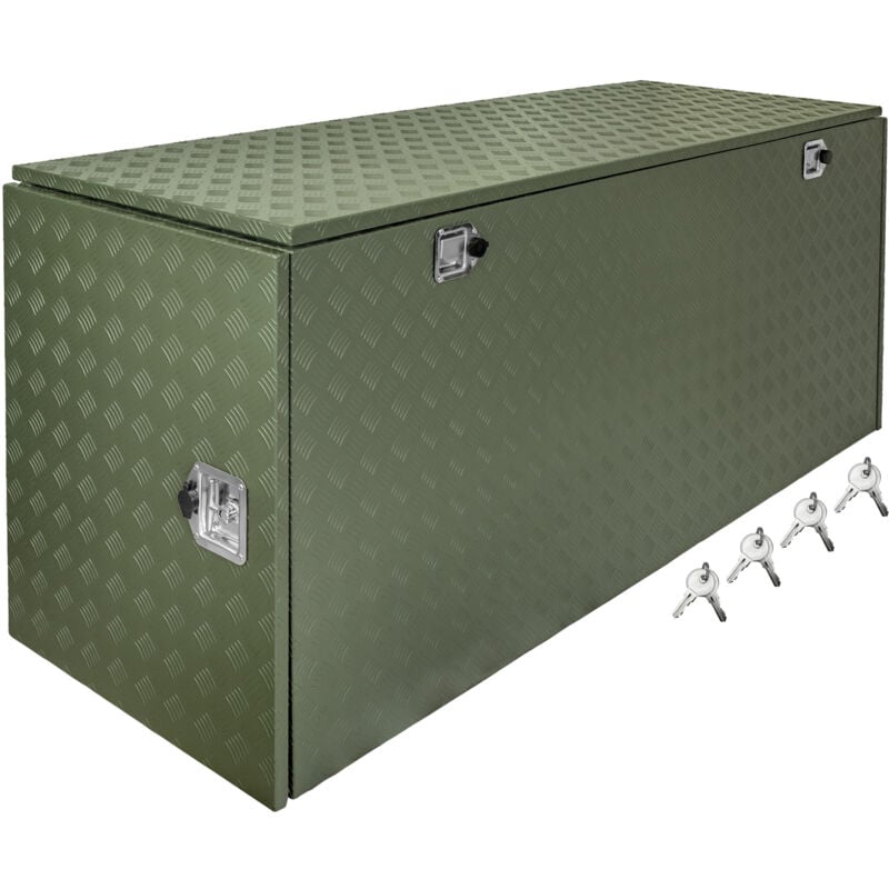 Trucky - Boîte à Timon Vert Boîte à outils Caisse de camion Boîte en Aluminium sélection Box de remorque avec couvercle Verrouillable Boîte de