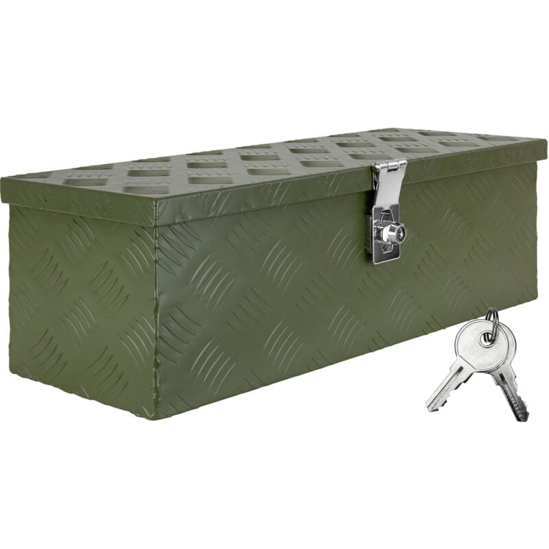 Trucky - Boîte à Timon Vert Boîte à outils Caisse de camion Boîte en Aluminium sélection Box de remorque avec couvercle Verrouillable Boîte de