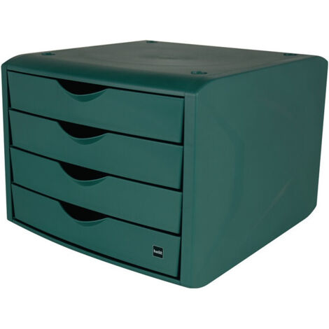 Boîte à tiroirs avec blocage de l'ouverture 4 tiroirs vert H215xL265xP332mm HELIT