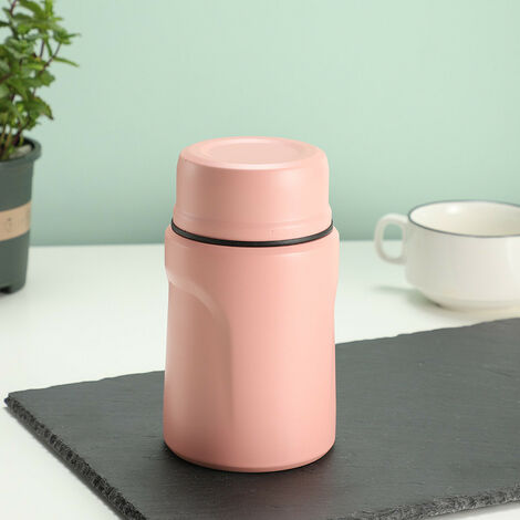 Boite Alimentaire Isotherme, Boite Isotherme Repas Chaud 500ml Avec Cuillère Pliante En Acier Inoxydable (ROSE)