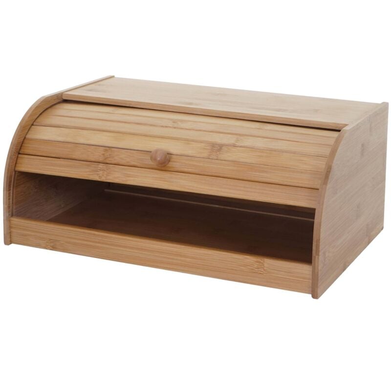 HHG - Boîte à Pain en Bambou 727, couvercle coulissant, 17x40x28cm, sans tiroir