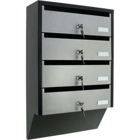 Boite aux lettre collectives DEPOT 4 SILVER / BLACK avec 2 clés