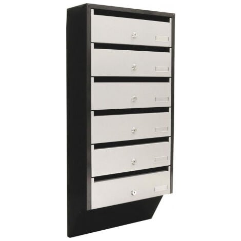 Boite aux lettre collectives DEPOT 6 SILVER / BLACK avec 2 clés