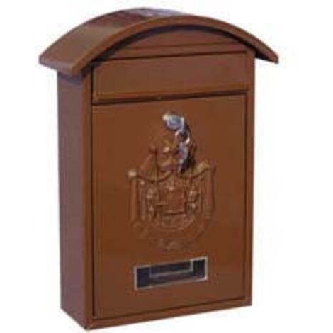 Boîte aux lettres 21x6x31 cm en métal peint en brun avec auvent