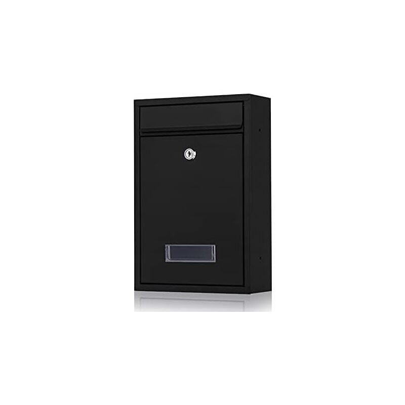 Boîte aux Lettres avec Plaque pour Nome en Acier Galvanisé avec Clé (Le Noir)